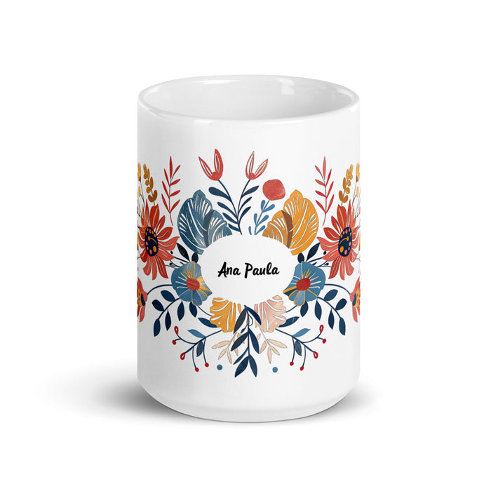 Ana Paula Exclusive Name Art Piece Home Office Work Coffee Mug Mexican Spanish Pride Gift Cup One - Of - A - Kind Calligraphy White Glossy Mug | A19 - Mexicada