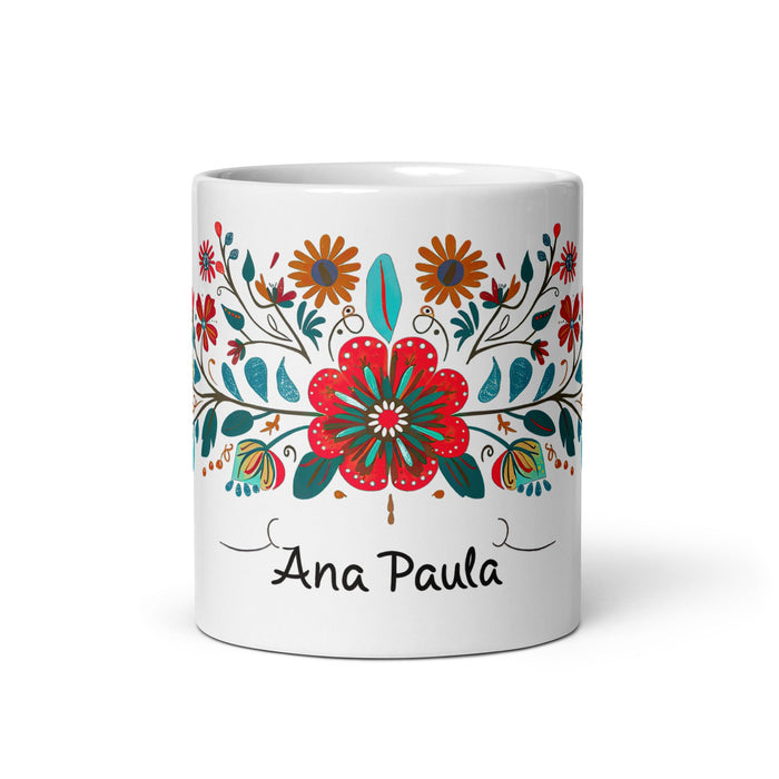 Ana Paula Exclusive Name Art Piece Home Office Work Coffee Mug Mexican Spanish Pride Gift Cup One - Of - A - Kind Calligraphy White Glossy Mug | A21 - Mexicada