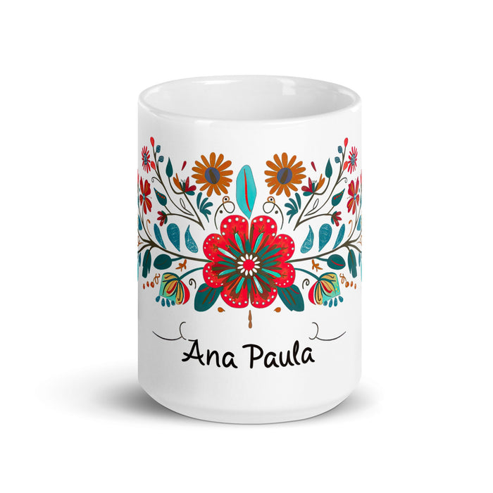 Ana Paula Exclusive Name Art Piece Home Office Work Coffee Mug Mexican Spanish Pride Gift Cup One - Of - A - Kind Calligraphy White Glossy Mug | A21 - Mexicada