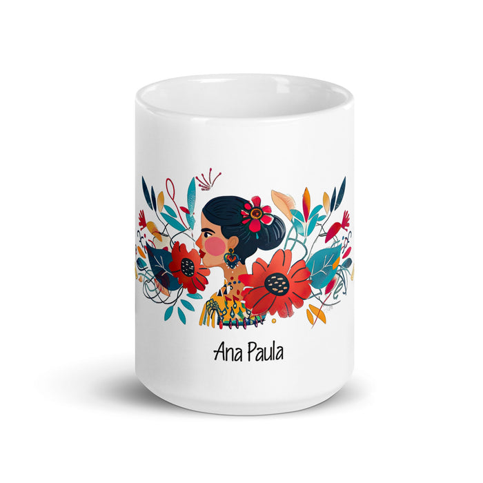 Ana Paula Exclusive Name Art Piece Home Office Work Coffee Mug Mexican Spanish Pride Gift Cup One - Of - A - Kind Calligraphy White Glossy Mug | A33 - Mexicada