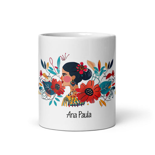 Ana Paula Exclusive Name Art Piece Home Office Work Coffee Mug Mexican Spanish Pride Gift Cup One - Of - A - Kind Calligraphy White Glossy Mug | A33 - Mexicada