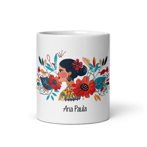 Ana Paula Exclusive Name Art Piece Home Office Work Coffee Mug Mexican Spanish Pride Gift Cup One-Of-A-Kind Calligraphy White Glossy Mug | A33 Mexicada