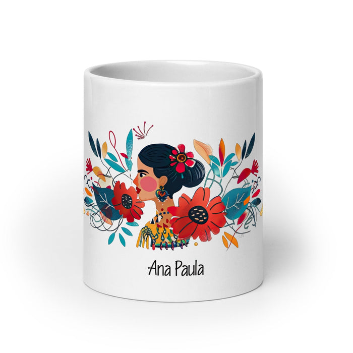 Ana Paula Exclusive Name Art Piece Home Office Work Coffee Mug Mexican Spanish Pride Gift Cup One-Of-A-Kind Calligraphy White Glossy Mug | A33 Mexicada