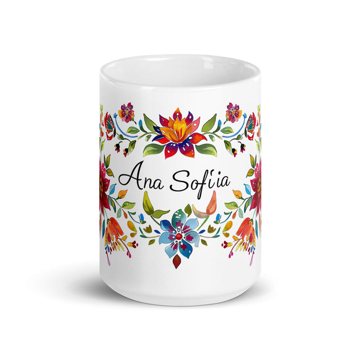 Ana Sofía Exclusive Name Art Piece Home Office Work Coffee Mug Mexican Spanish Pride Gift Cup One-Of-A-Kind Calligraphy White Glossy Mug | A1 Mexicada