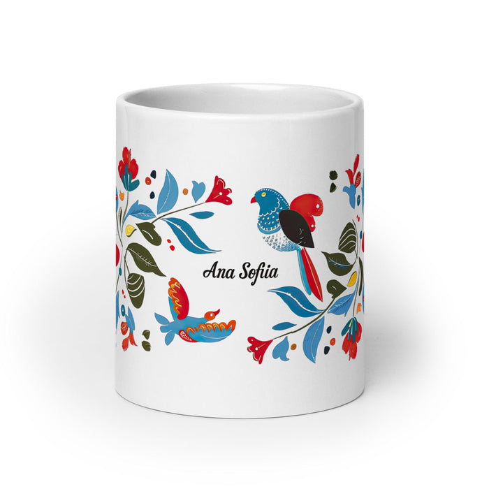 Ana Sofía Exclusive Name Art Piece Home Office Work Coffee Mug Mexican Spanish Pride Gift Cup One-Of-A-Kind Calligraphy White Glossy Mug | A4 Mexicada