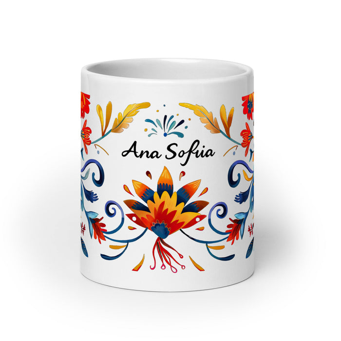 Ana Sofía Exclusive Name Art Piece Home Office Work Coffee Mug Mexican Spanish Pride Gift Cup One - Of - A - Kind Calligraphy White Glossy Mug | A5 - Mexicada