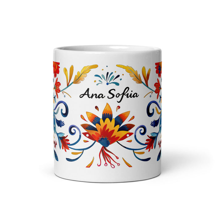 Ana Sofía Exclusive Name Art Piece Home Office Work Coffee Mug Mexican Spanish Pride Gift Cup One - Of - A - Kind Calligraphy White Glossy Mug | A5 - Mexicada