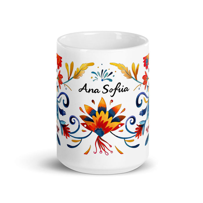 Ana Sofía Exclusive Name Art Piece Home Office Work Coffee Mug Mexican Spanish Pride Gift Cup One - Of - A - Kind Calligraphy White Glossy Mug | A5 - Mexicada