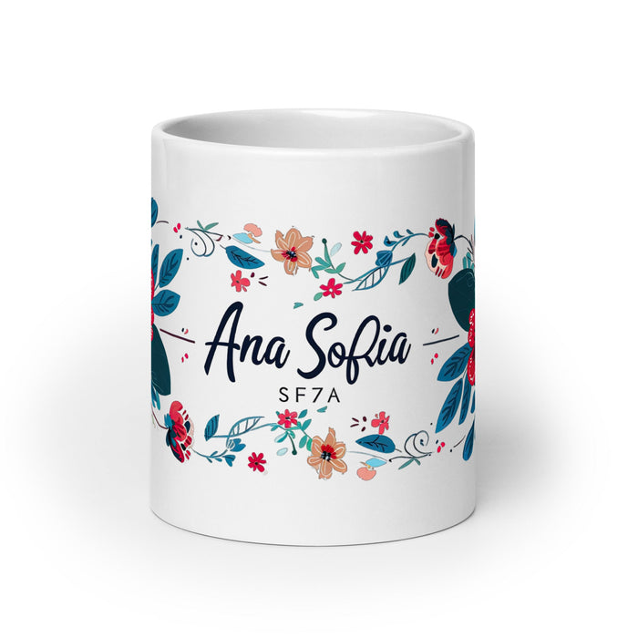 Ana Sofía Exclusive Name Art Piece Home Office Work Coffee Mug Mexican Spanish Pride Gift Cup One - Of - A - Kind Calligraphy White Glossy Mug | A6 - Mexicada