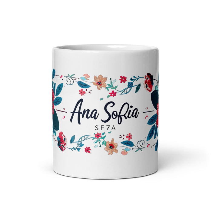 Ana Sofía Exclusive Name Art Piece Home Office Work Coffee Mug Mexican Spanish Pride Gift Cup One - Of - A - Kind Calligraphy White Glossy Mug | A6 - Mexicada