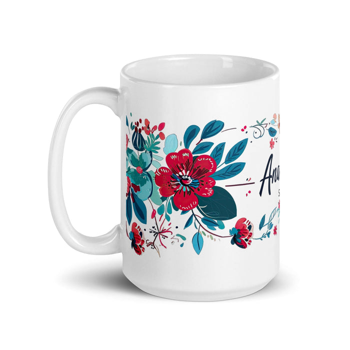 Ana Sofía Exclusive Name Art Piece Home Office Work Coffee Mug Mexican Spanish Pride Gift Cup One-Of-A-Kind Calligraphy White Glossy Mug | A6 Mexicada