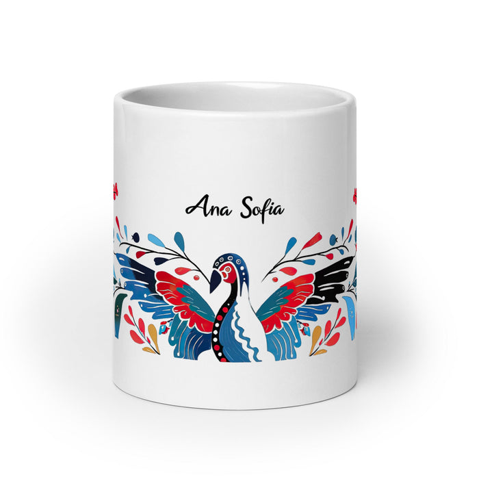 Ana Sofía Exclusive Name Art Piece Home Office Work Coffee Mug Mexican Spanish Pride Gift Cup One - Of - A - Kind Calligraphy White Glossy Mug | A7 - Mexicada