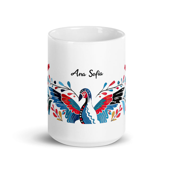 Ana Sofía Exclusive Name Art Piece Home Office Work Coffee Mug Mexican Spanish Pride Gift Cup One - Of - A - Kind Calligraphy White Glossy Mug | A7 - Mexicada