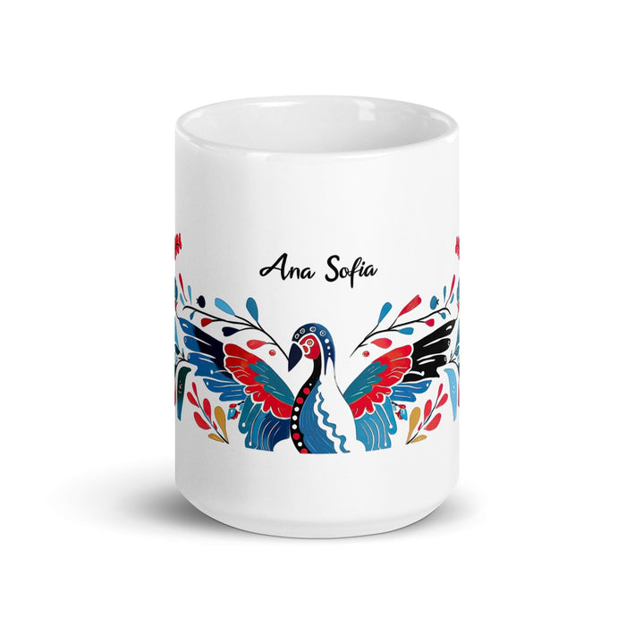 Ana Sofía Exclusive Name Art Piece Home Office Work Coffee Mug Mexican Spanish Pride Gift Cup One-Of-A-Kind Calligraphy White Glossy Mug | A7 Mexicada