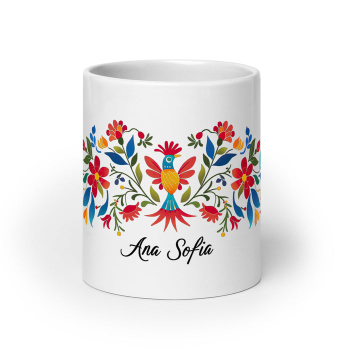 Ana Sofía Exclusive Name Art Piece Home Office Work Coffee Mug Mexican Spanish Pride Gift Cup One - Of - A - Kind Calligraphy White Glossy Mug | A8 - Mexicada