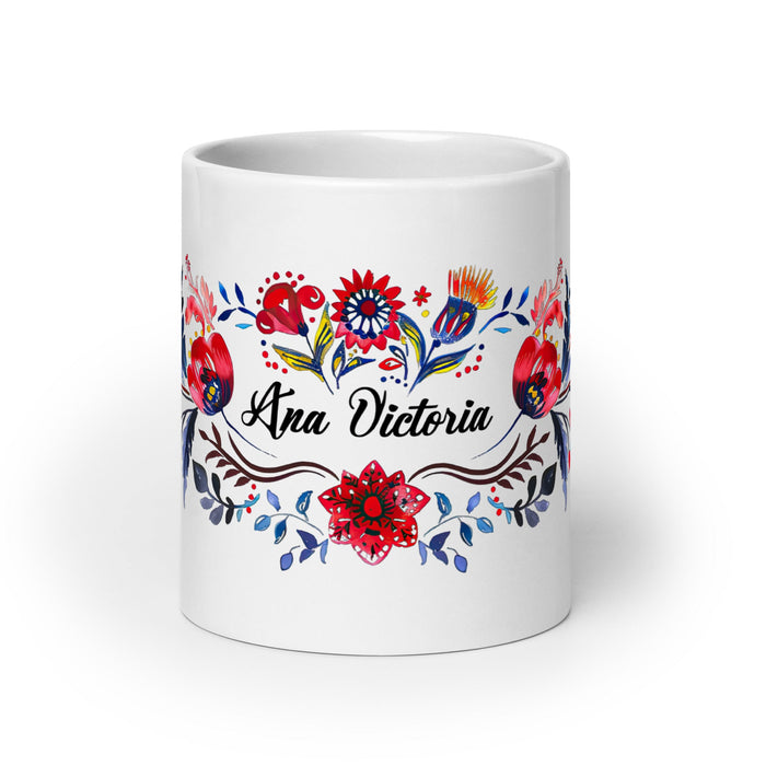 Ana Victoria Exclusive Name Art Piece Home Office Work Coffee Mug Mexican Spanish Pride Gift Cup One - Of - A - Kind Calligraphy White Glossy Mug | A1 - Mexicada