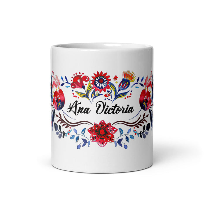 Ana Victoria Exclusive Name Art Piece Home Office Work Coffee Mug Mexican Spanish Pride Gift Cup One - Of - A - Kind Calligraphy White Glossy Mug | A1 - Mexicada