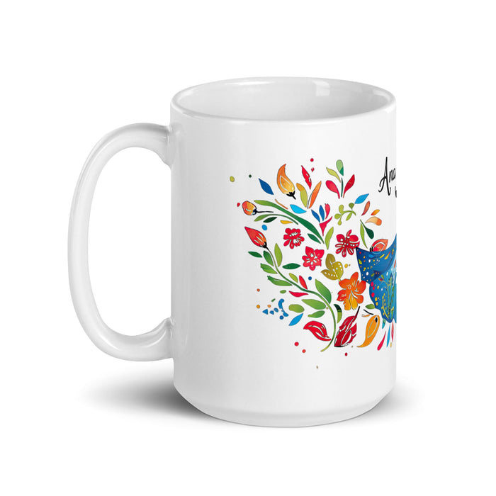 Ana Victoria Exclusive Name Art Piece Home Office Work Coffee Mug Mexican Spanish Pride Gift Cup One - Of - A - Kind Calligraphy White Glossy Mug | A10 - Mexicada