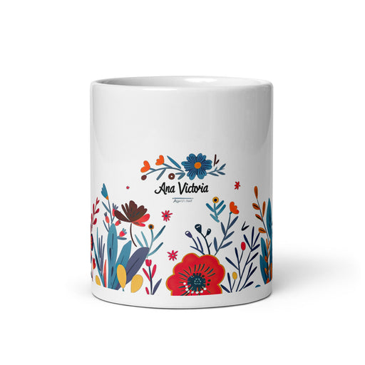 Ana Victoria Exclusive Name Art Piece Home Office Work Coffee Mug Mexican Spanish Pride Gift Cup One - Of - A - Kind Calligraphy White Glossy Mug | A11 - Mexicada