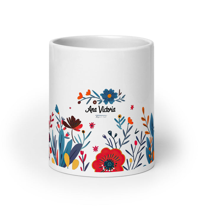 Ana Victoria Exclusive Name Art Piece Home Office Work Coffee Mug Mexican Spanish Pride Gift Cup One - Of - A - Kind Calligraphy White Glossy Mug | A11 - Mexicada