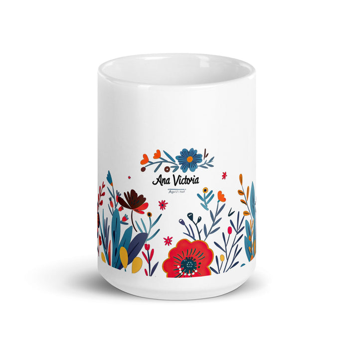 Ana Victoria Exclusive Name Art Piece Home Office Work Coffee Mug Mexican Spanish Pride Gift Cup One - Of - A - Kind Calligraphy White Glossy Mug | A11 - Mexicada