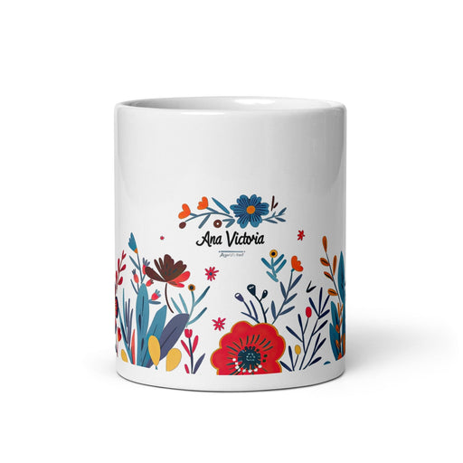 Ana Victoria Exclusive Name Art Piece Home Office Work Coffee Mug Mexican Spanish Pride Gift Cup One-Of-A-Kind Calligraphy White Glossy Mug | A11 Mexicada