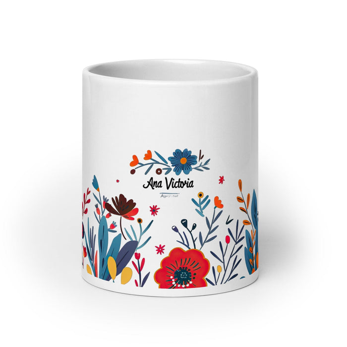 Ana Victoria Exclusive Name Art Piece Home Office Work Coffee Mug Mexican Spanish Pride Gift Cup One-Of-A-Kind Calligraphy White Glossy Mug | A11 Mexicada