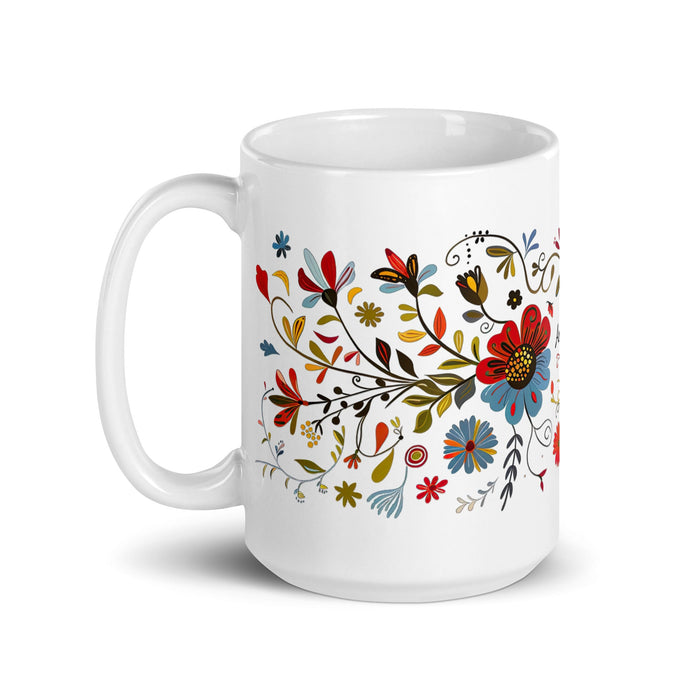 Ana Victoria Exclusive Name Art Piece Home Office Work Coffee Mug Mexican Spanish Pride Gift Cup One - Of - A - Kind Calligraphy White Glossy Mug | A12 - Mexicada