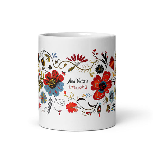 Ana Victoria Exclusive Name Art Piece Home Office Work Coffee Mug Mexican Spanish Pride Gift Cup One - Of - A - Kind Calligraphy White Glossy Mug | A12 - Mexicada