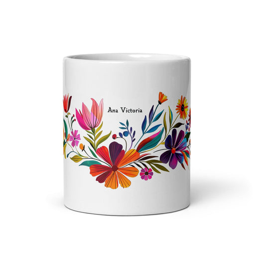 Ana Victoria Exclusive Name Art Piece Home Office Work Coffee Mug Mexican Spanish Pride Gift Cup One - Of - A - Kind Calligraphy White Glossy Mug | A13 - Mexicada