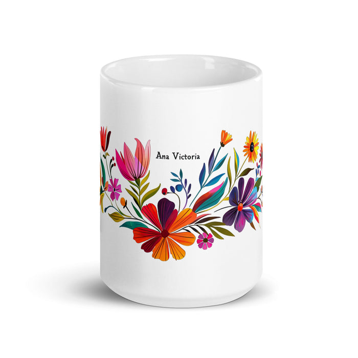 Ana Victoria Exclusive Name Art Piece Home Office Work Coffee Mug Mexican Spanish Pride Gift Cup One - Of - A - Kind Calligraphy White Glossy Mug | A13 - Mexicada