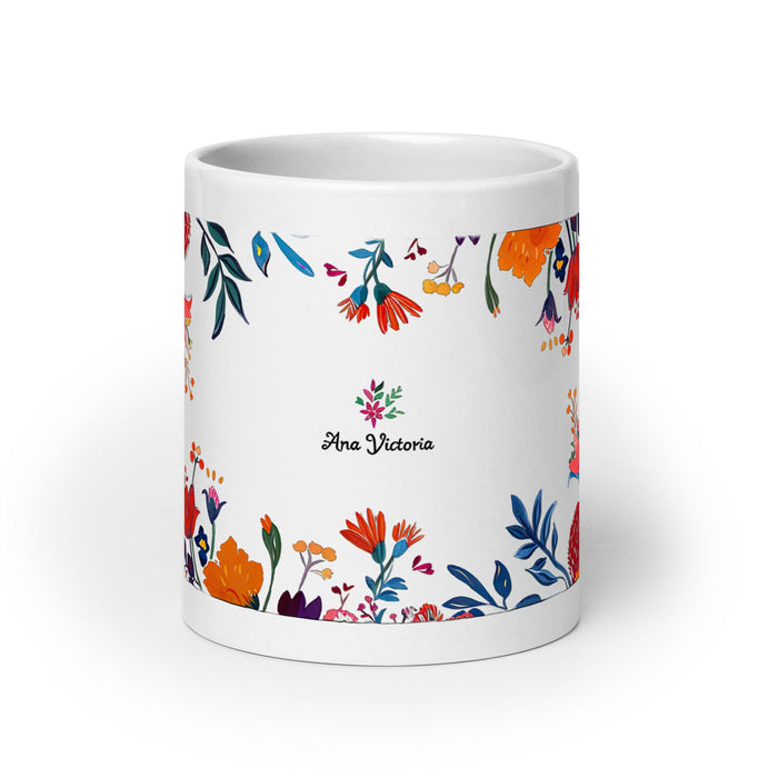 Ana Victoria Exclusive Name Art Piece Home Office Work Coffee Mug Mexican Spanish Pride Gift Cup One-Of-A-Kind Calligraphy White Glossy Mug | A14 Mexicada