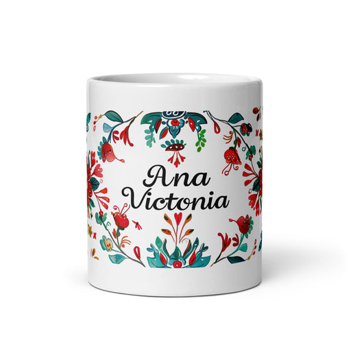 Ana Victoria Exclusive Name Art Piece Home Office Work Coffee Mug Mexican Spanish Pride Gift Cup One - Of - A - Kind Calligraphy White Glossy Mug | A15 - Mexicada