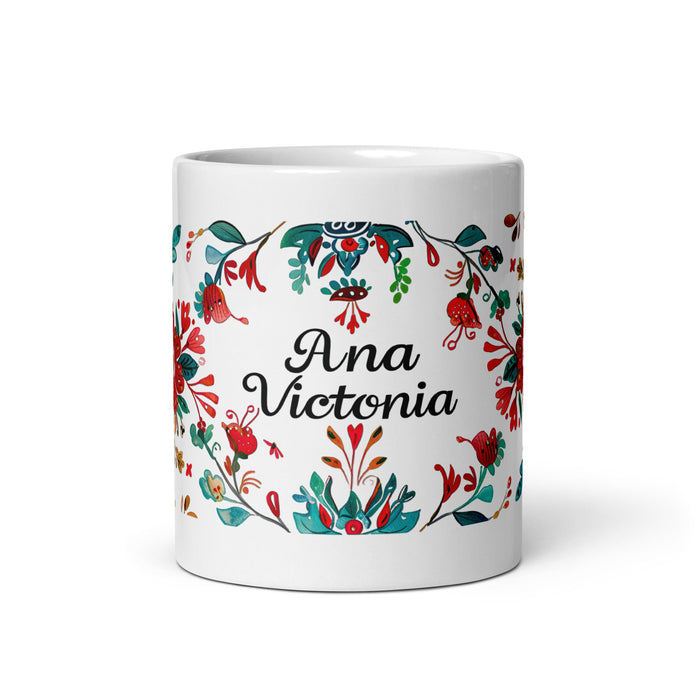 Ana Victoria Exclusive Name Art Piece Home Office Work Coffee Mug Mexican Spanish Pride Gift Cup One - Of - A - Kind Calligraphy White Glossy Mug | A15 - Mexicada