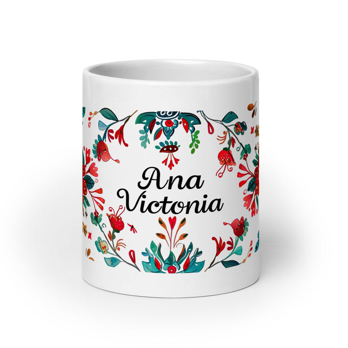 Ana Victoria Exclusive Name Art Piece Home Office Work Coffee Mug Mexican Spanish Pride Gift Cup One-Of-A-Kind Calligraphy White Glossy Mug | A15 Mexicada