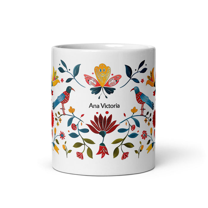 Ana Victoria Exclusive Name Art Piece Home Office Work Coffee Mug Mexican Spanish Pride Gift Cup One - Of - A - Kind Calligraphy White Glossy Mug | A16 - Mexicada