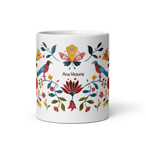 Ana Victoria Exclusive Name Art Piece Home Office Work Coffee Mug Mexican Spanish Pride Gift Cup One-Of-A-Kind Calligraphy White Glossy Mug | A16 Mexicada