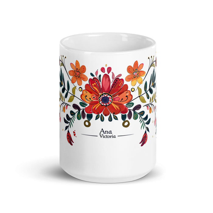 Ana Victoria Exclusive Name Art Piece Home Office Work Coffee Mug Mexican Spanish Pride Gift Cup One - Of - A - Kind Calligraphy White Glossy Mug | A2 - Mexicada