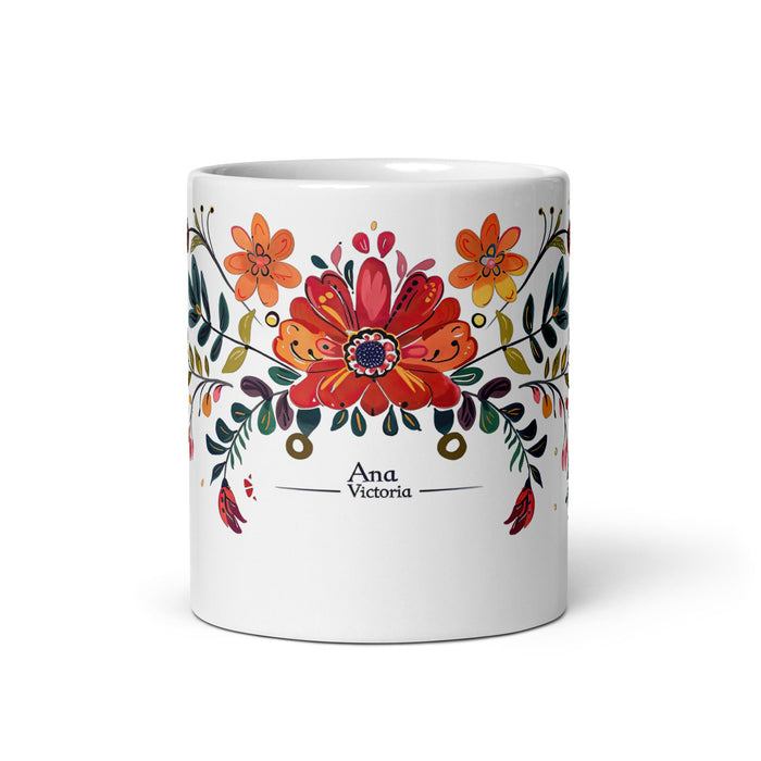 Ana Victoria Exclusive Name Art Piece Home Office Work Coffee Mug Mexican Spanish Pride Gift Cup One - Of - A - Kind Calligraphy White Glossy Mug | A2 - Mexicada