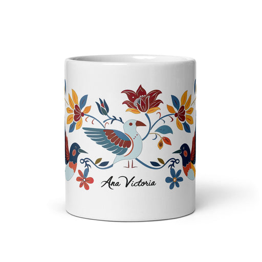 Ana Victoria Exclusive Name Art Piece Home Office Work Coffee Mug Mexican Spanish Pride Gift Cup One-Of-A-Kind Calligraphy White Glossy Mug | A3 Mexicada