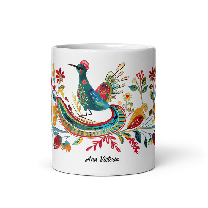 Ana Victoria Exclusive Name Art Piece Home Office Work Coffee Mug Mexican Spanish Pride Gift Cup One - Of - A - Kind Calligraphy White Glossy Mug | A7 - Mexicada