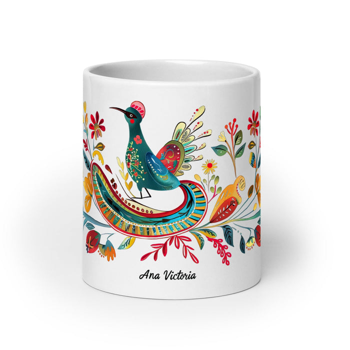 Ana Victoria Exclusive Name Art Piece Home Office Work Coffee Mug Mexican Spanish Pride Gift Cup One-Of-A-Kind Calligraphy White Glossy Mug | A7 Mexicada