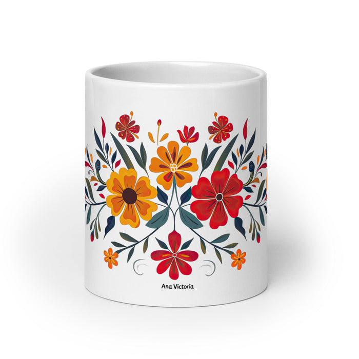 Ana Victoria Exclusive Name Art Piece Home Office Work Coffee Mug Mexican Spanish Pride Gift Cup One - Of - A - Kind Calligraphy White Glossy Mug | A8 - Mexicada