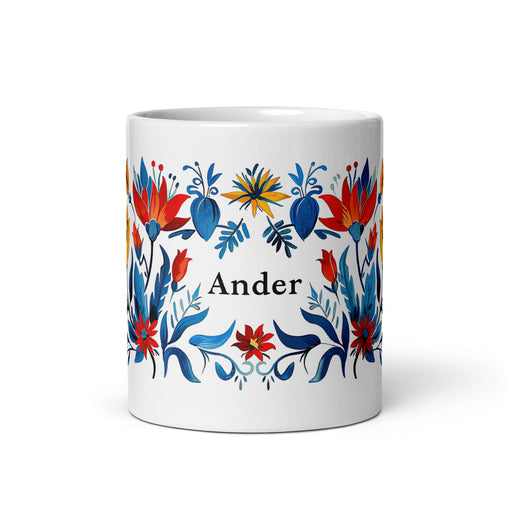 Ander Exclusive Name Art Piece Home Office Work Coffee Mug Mexican Spanish Pride Gift Cup One - Of - A - Kind Calligraphy White Glossy Mug | A1 - Mexicada