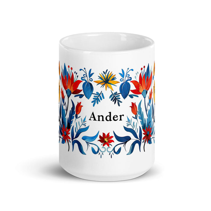 Ander Exclusive Name Art Piece Home Office Work Coffee Mug Mexican Spanish Pride Gift Cup One - Of - A - Kind Calligraphy White Glossy Mug | A1 - Mexicada