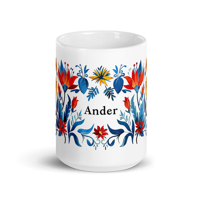 Ander Exclusive Name Art Piece Home Office Work Coffee Mug Mexican Spanish Pride Gift Cup One-Of-A-Kind Calligraphy White Glossy Mug | A1 Mexicada