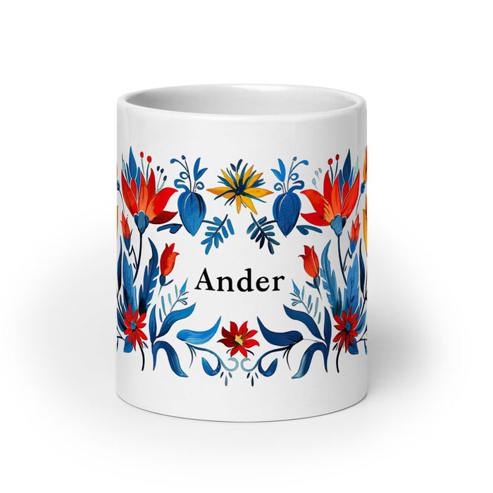 Ander Exclusive Name Art Piece Home Office Work Coffee Mug Mexican Spanish Pride Gift Cup One-Of-A-Kind Calligraphy White Glossy Mug | A1 Mexicada