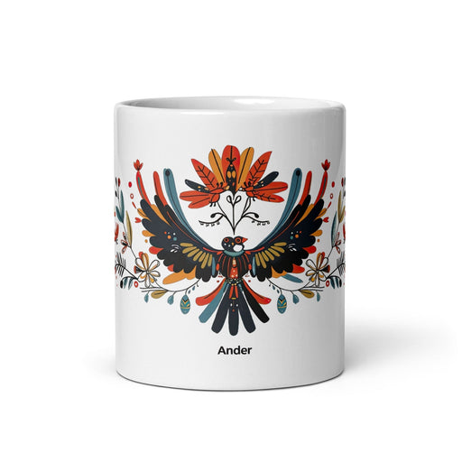 Ander Exclusive Name Art Piece Home Office Work Coffee Mug Mexican Spanish Pride Gift Cup One-Of-A-Kind Calligraphy White Glossy Mug | A2 Mexicada