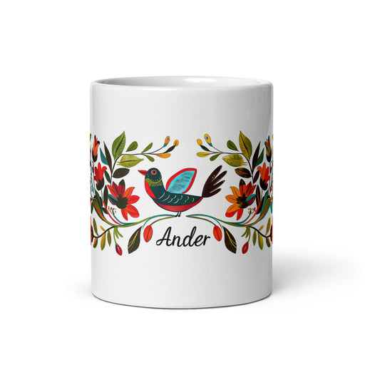 Ander Exclusive Name Art Piece Home Office Work Coffee Mug Mexican Spanish Pride Gift Cup One - Of - A - Kind Calligraphy White Glossy Mug | A3 - Mexicada