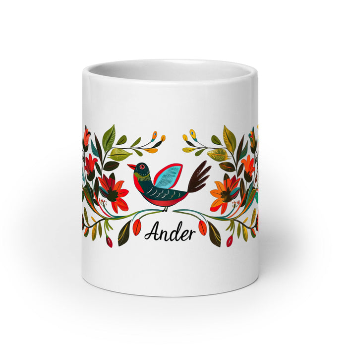 Ander Exclusive Name Art Piece Home Office Work Coffee Mug Mexican Spanish Pride Gift Cup One - Of - A - Kind Calligraphy White Glossy Mug | A3 - Mexicada